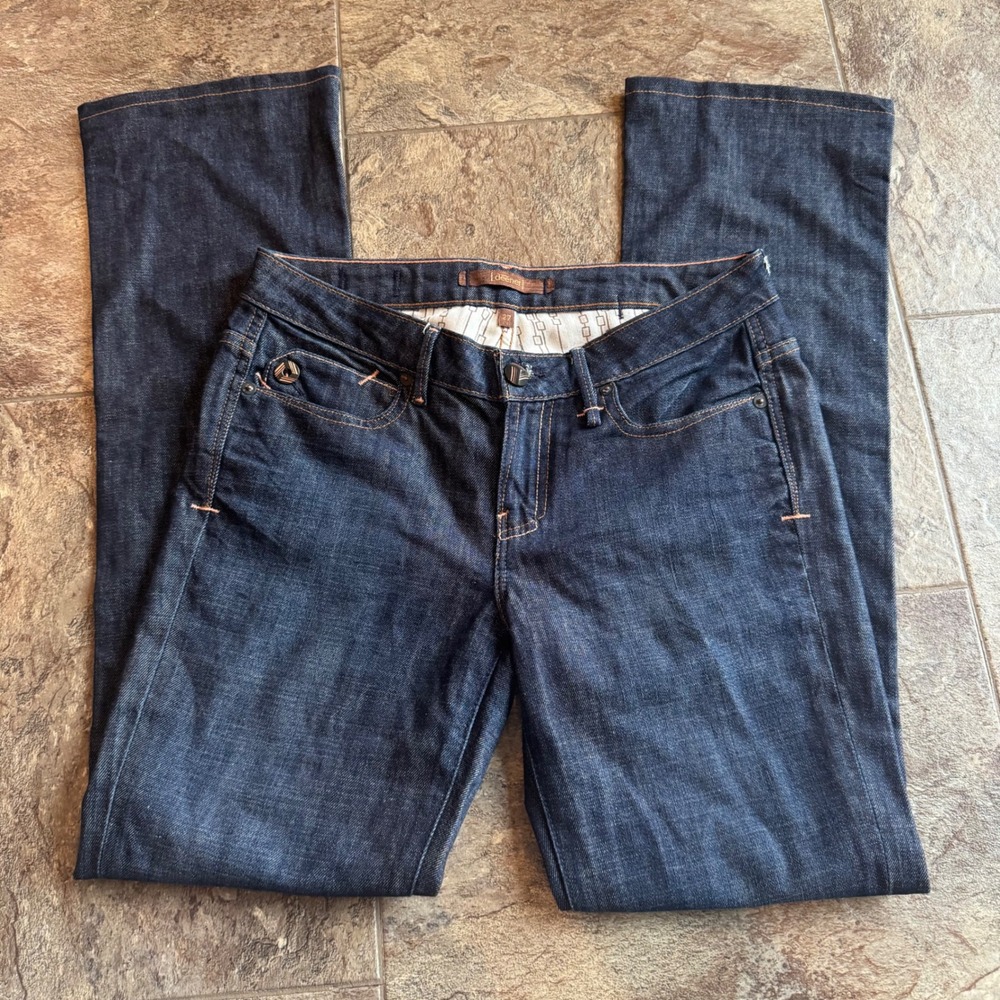 Y2K Dark Wash Deener Women Size 27 Bootcut Flare Low Rise Denim Jeans P001